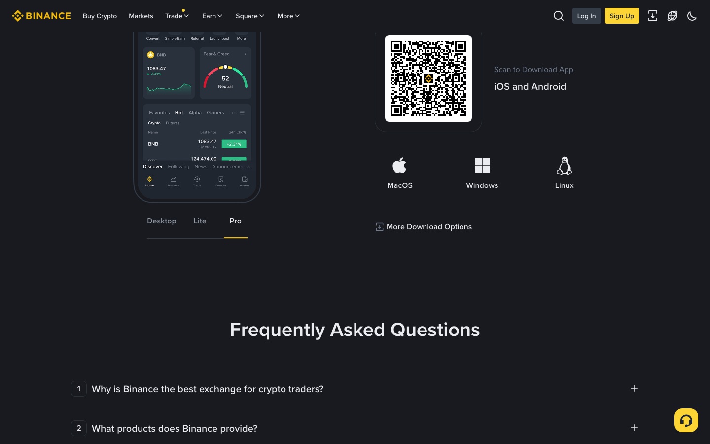 Binance - en — Pro tab