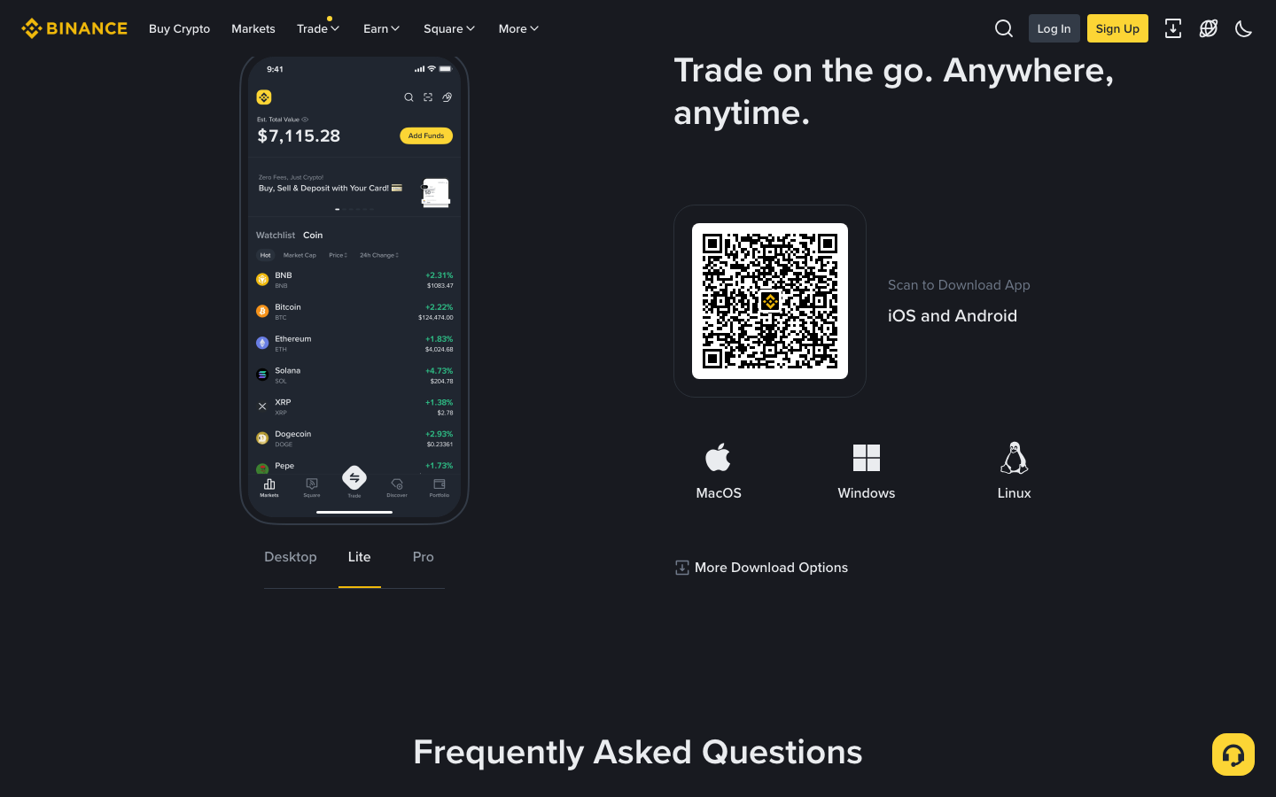 Binance - Landing page — scrolled 2