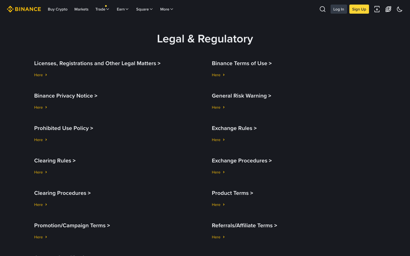 Binance - Legal