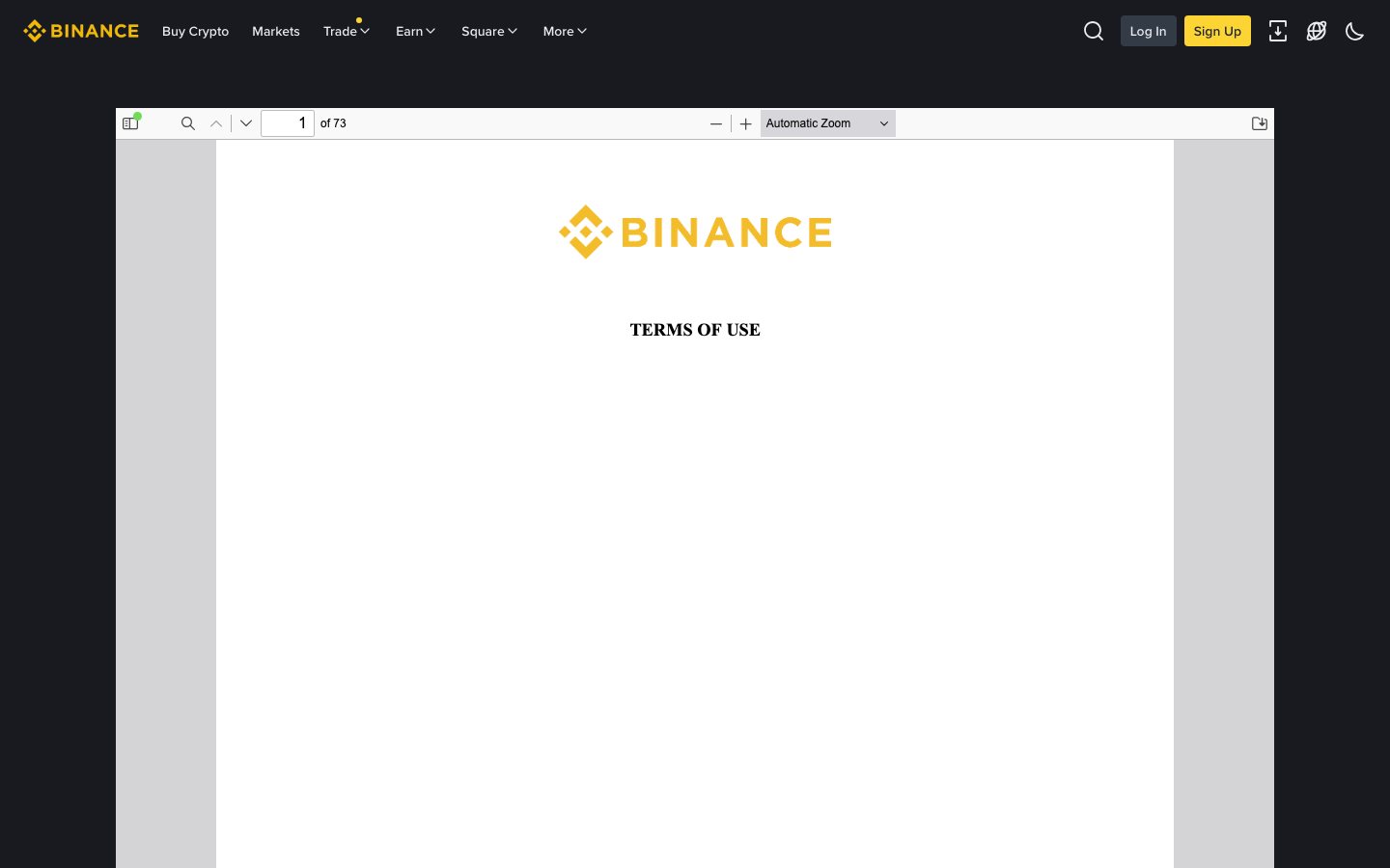 Binance - Terms