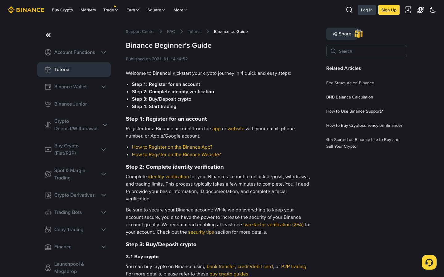 Binance - begin trading