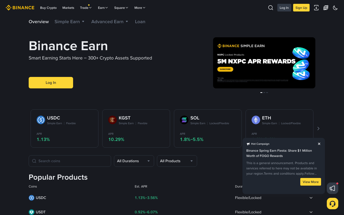 Binance - Earn