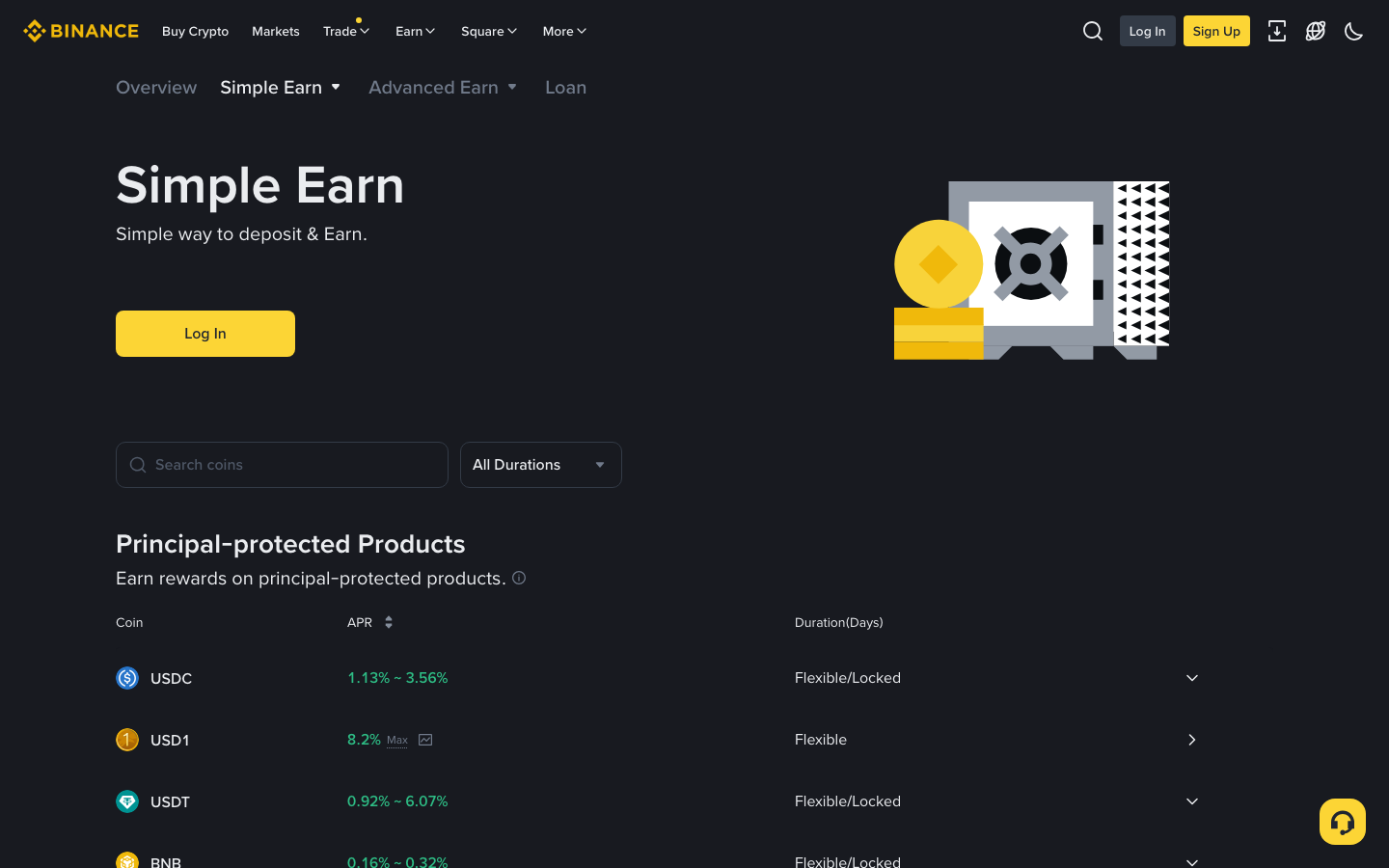 Binance - staking page