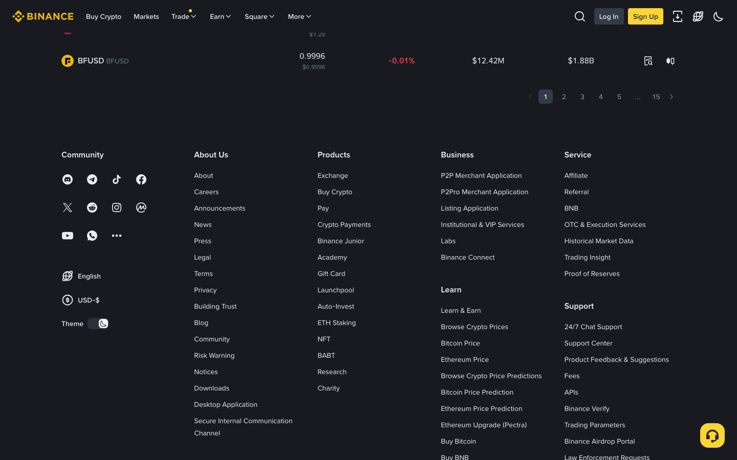 Binance - Markets — scrolled 3