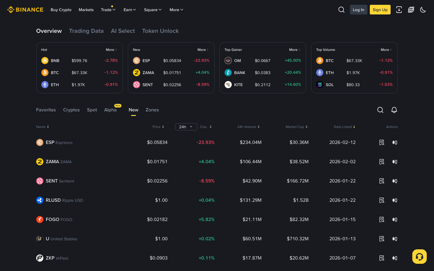 Binance - View More Coins