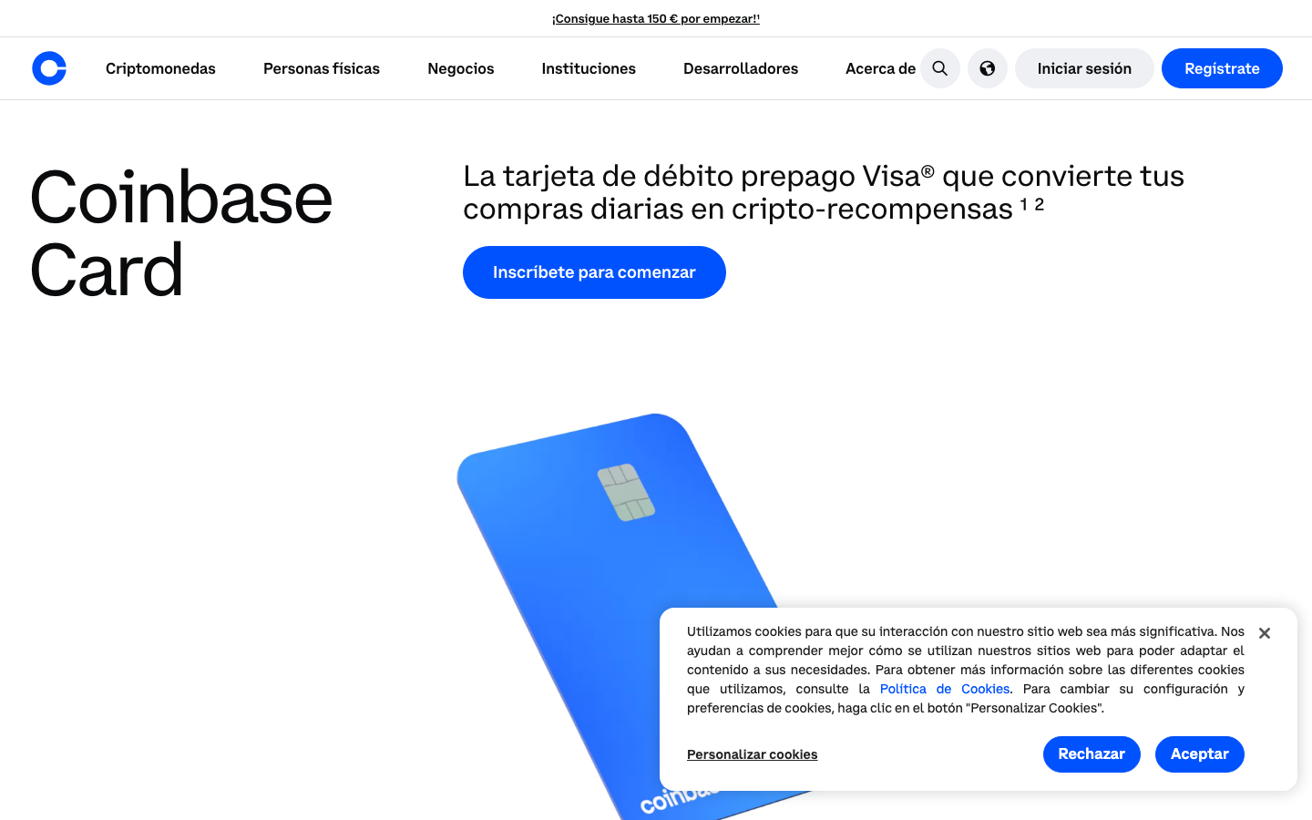 Coinbase - Cookie/overlay banner