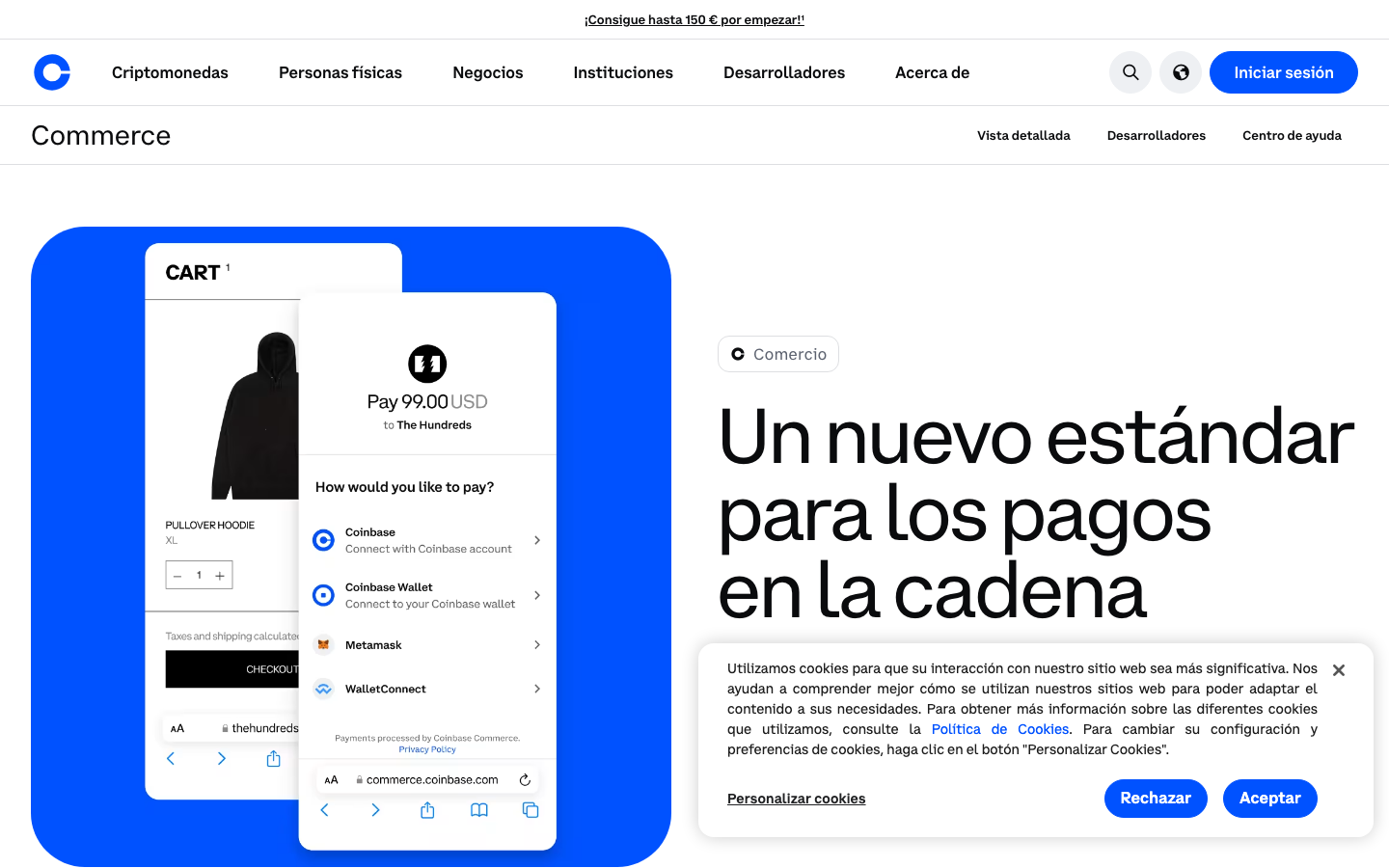 Coinbase - Cookie/overlay banner