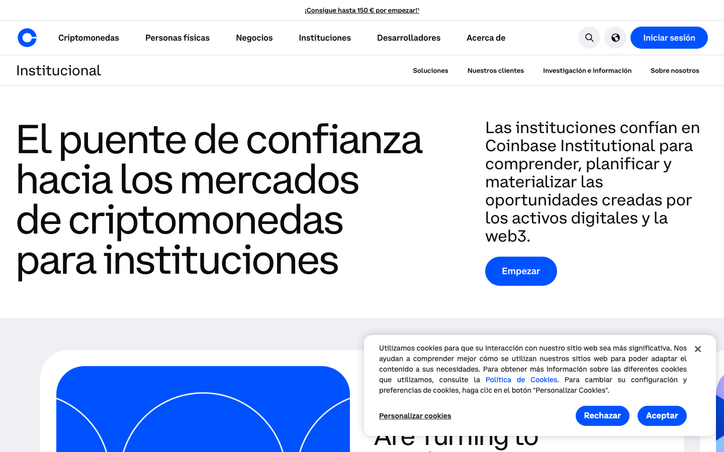 Coinbase - Cookie/overlay banner