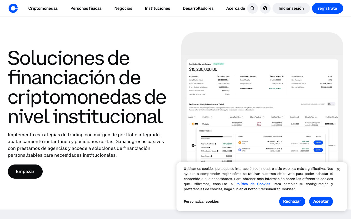 Coinbase - Cookie/overlay banner