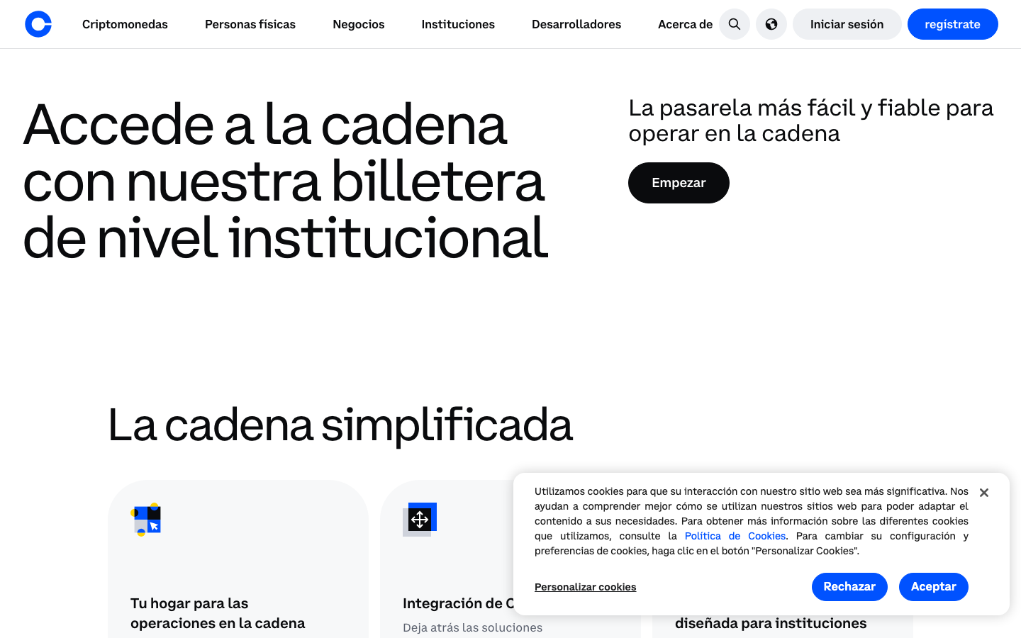 Coinbase - Cookie/overlay banner