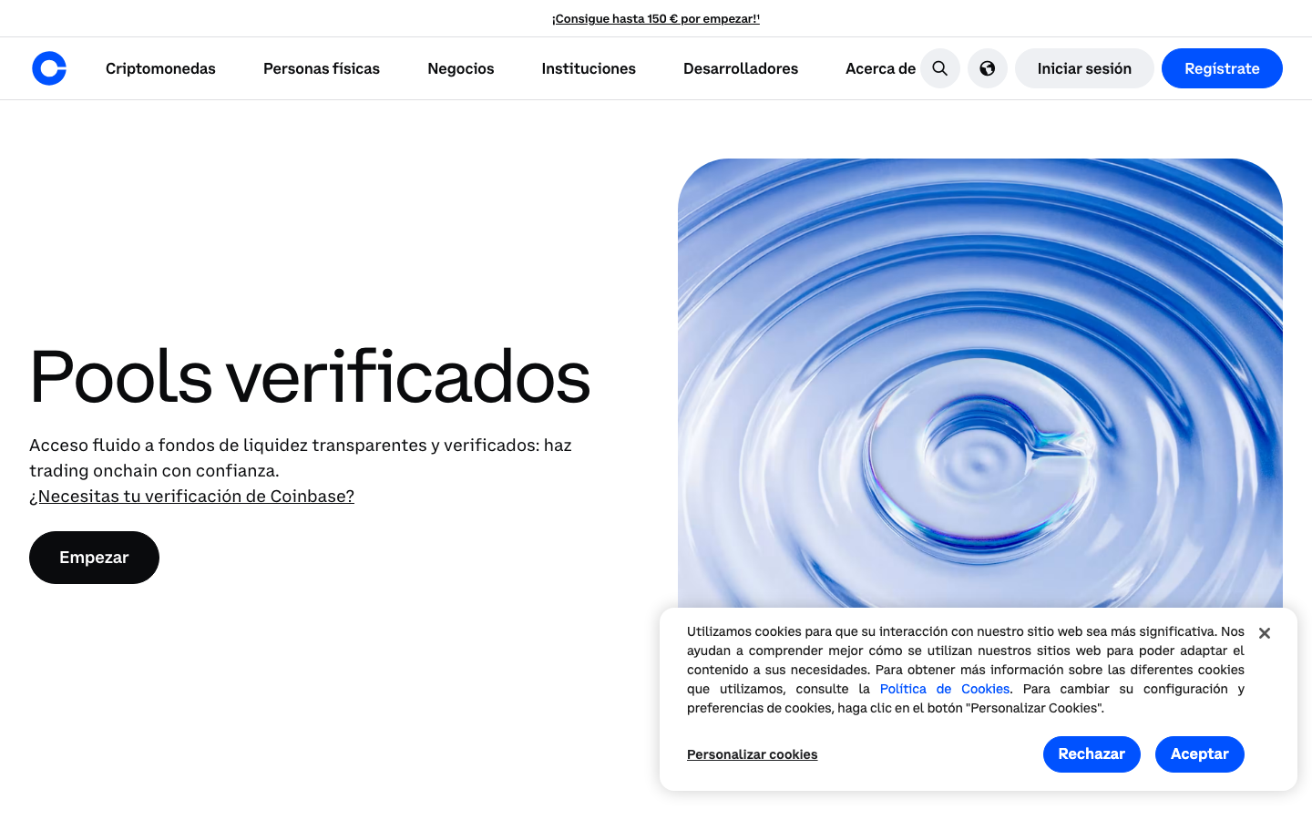 Coinbase - Cookie/overlay banner