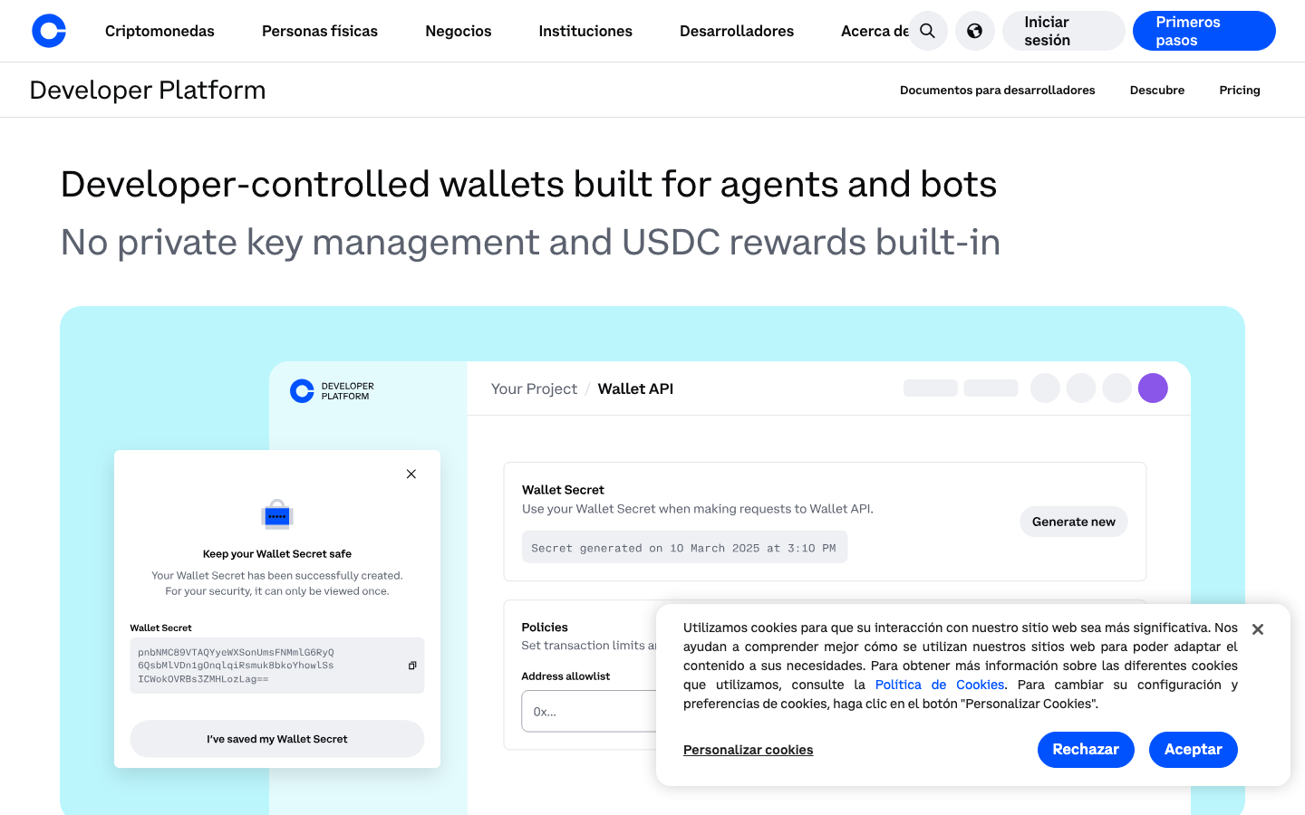 Coinbase - Cookie/overlay banner
