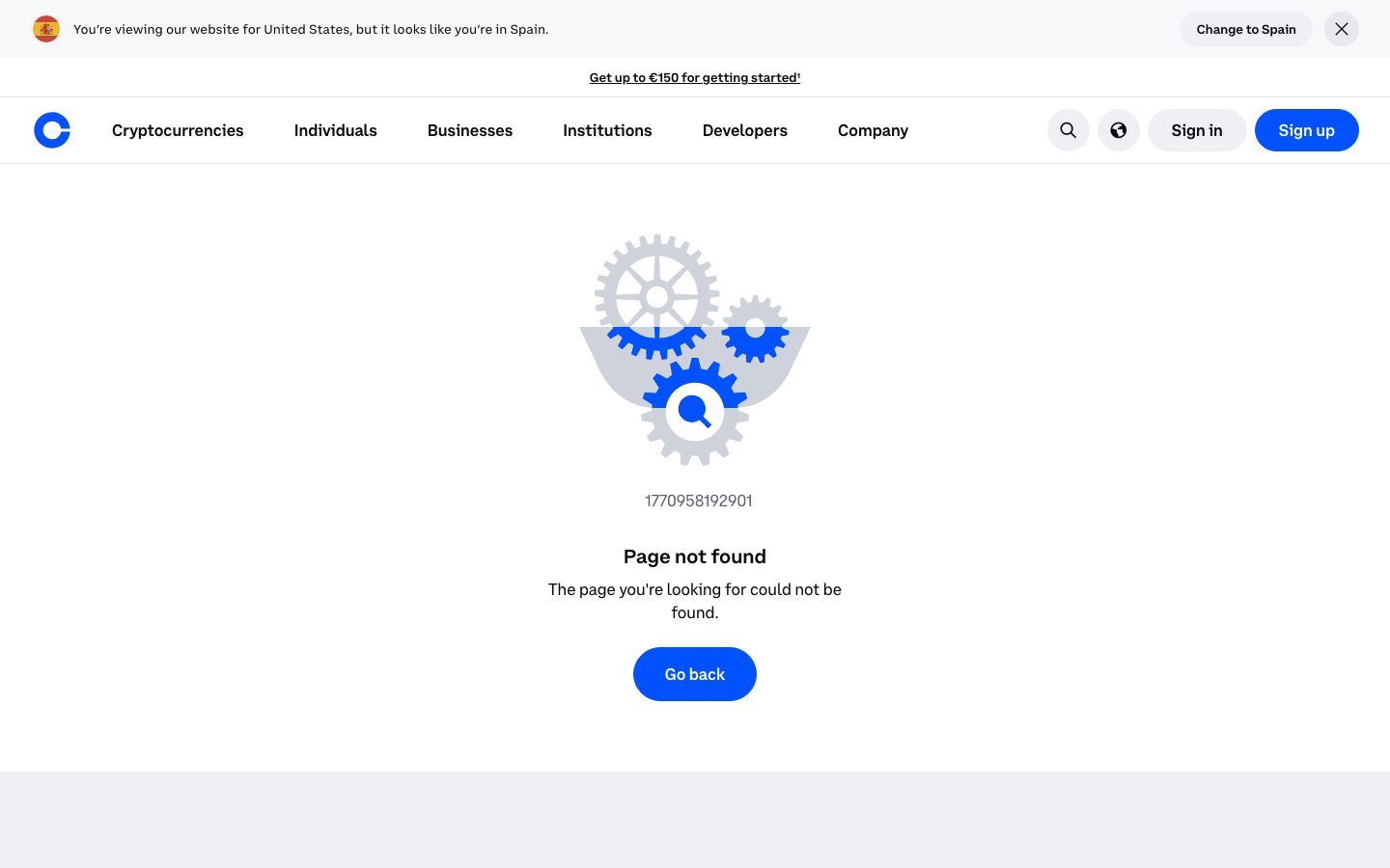 Coinbase - Cookie/overlay banner