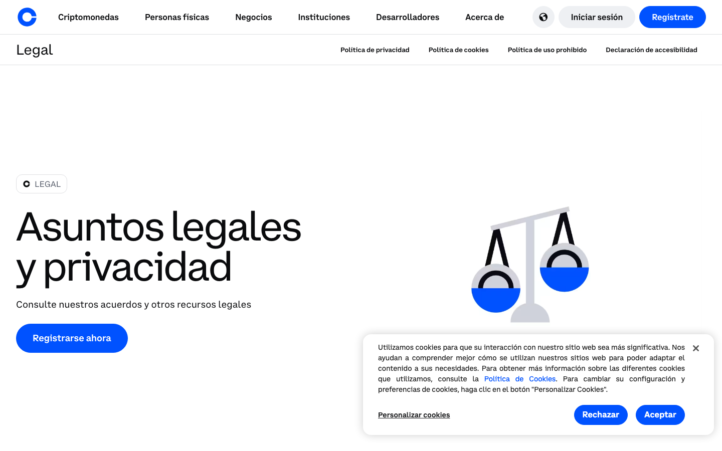 Coinbase - Cookie/overlay banner