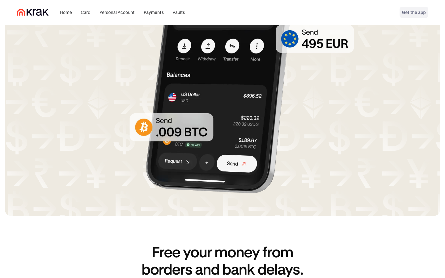 Kraken - Send PaymentsSend crypto anywhere, in — scrolled 1