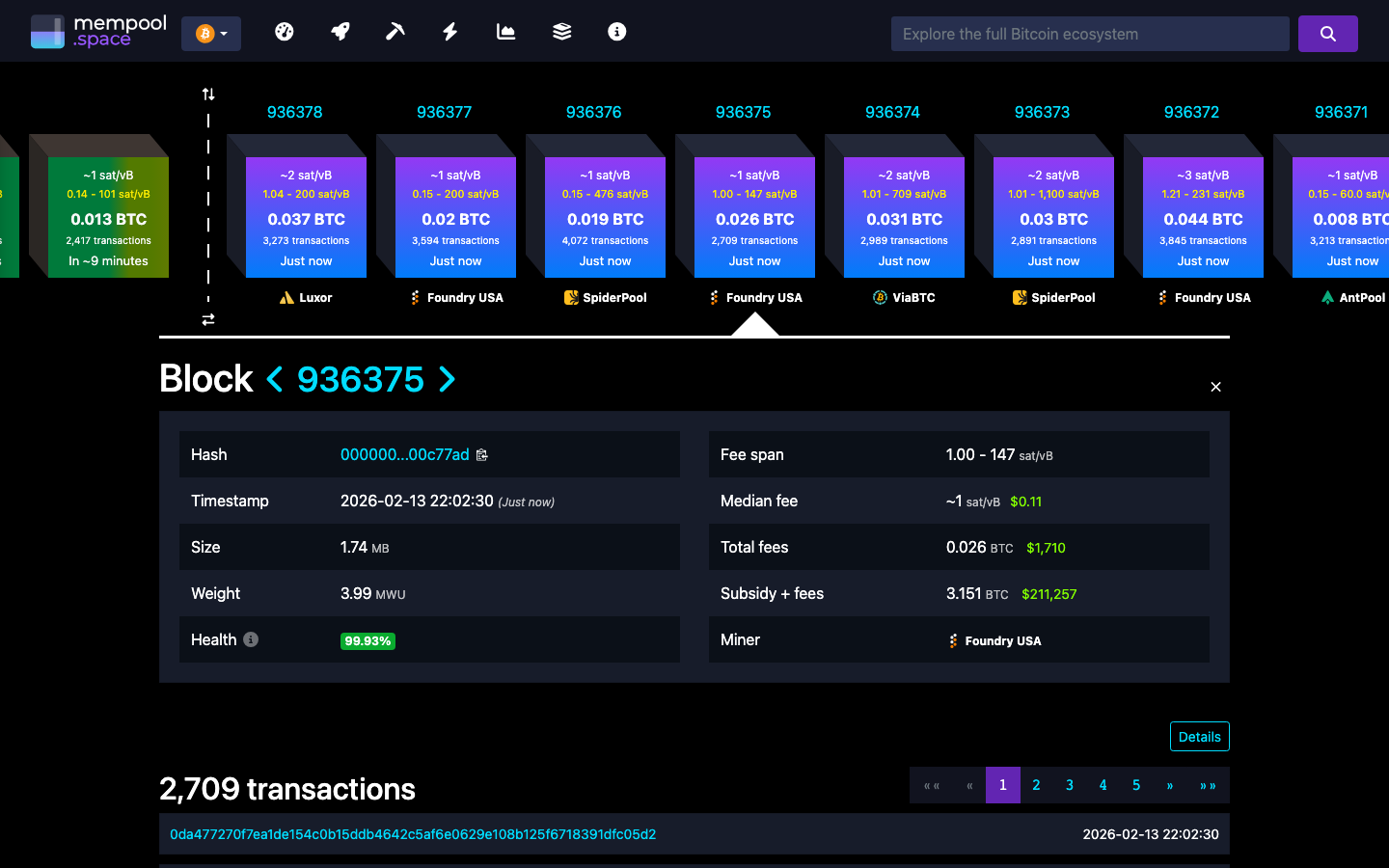 Mempool - block - 000000000000cdc2198515a1b88dd5b5d88e40f8fbf323ad0...
