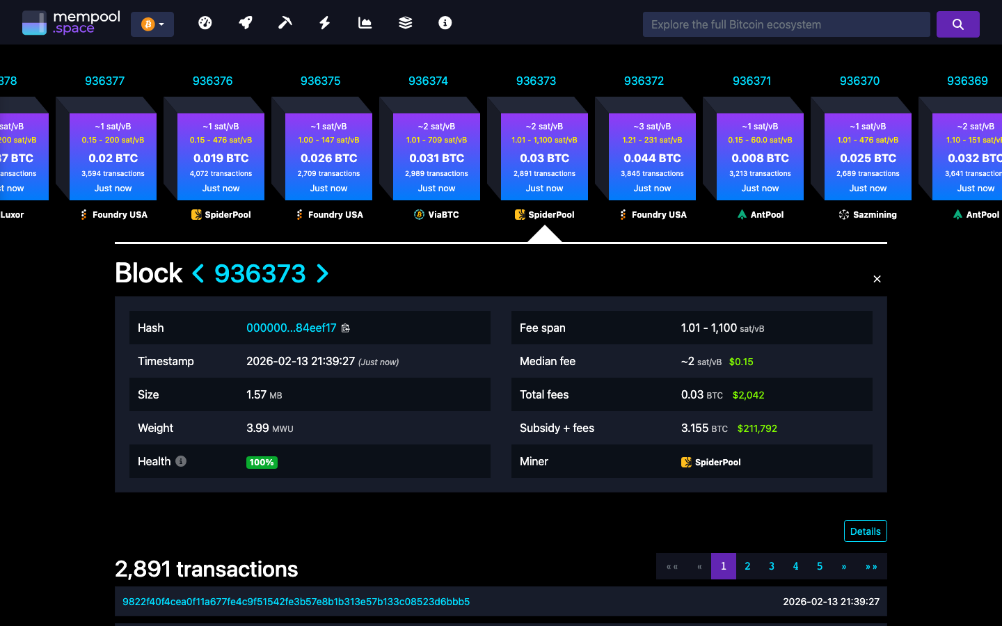 Mempool - block - 000000000000f79faec8937f62e039b7913af8f03b3fce258...