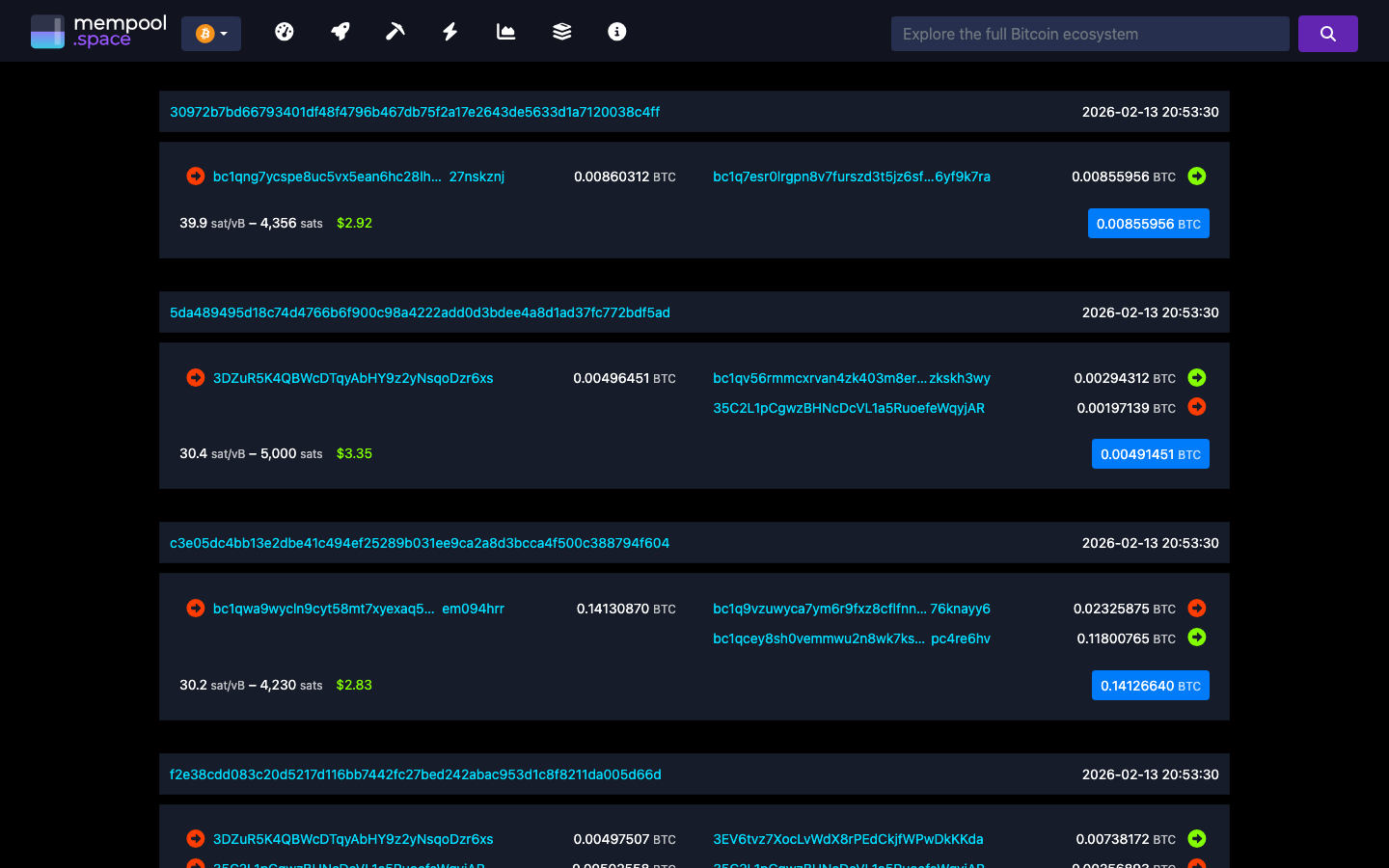 Mempool - block - 000000000000478badc08d51ee35d564c05b95a91a043d668...