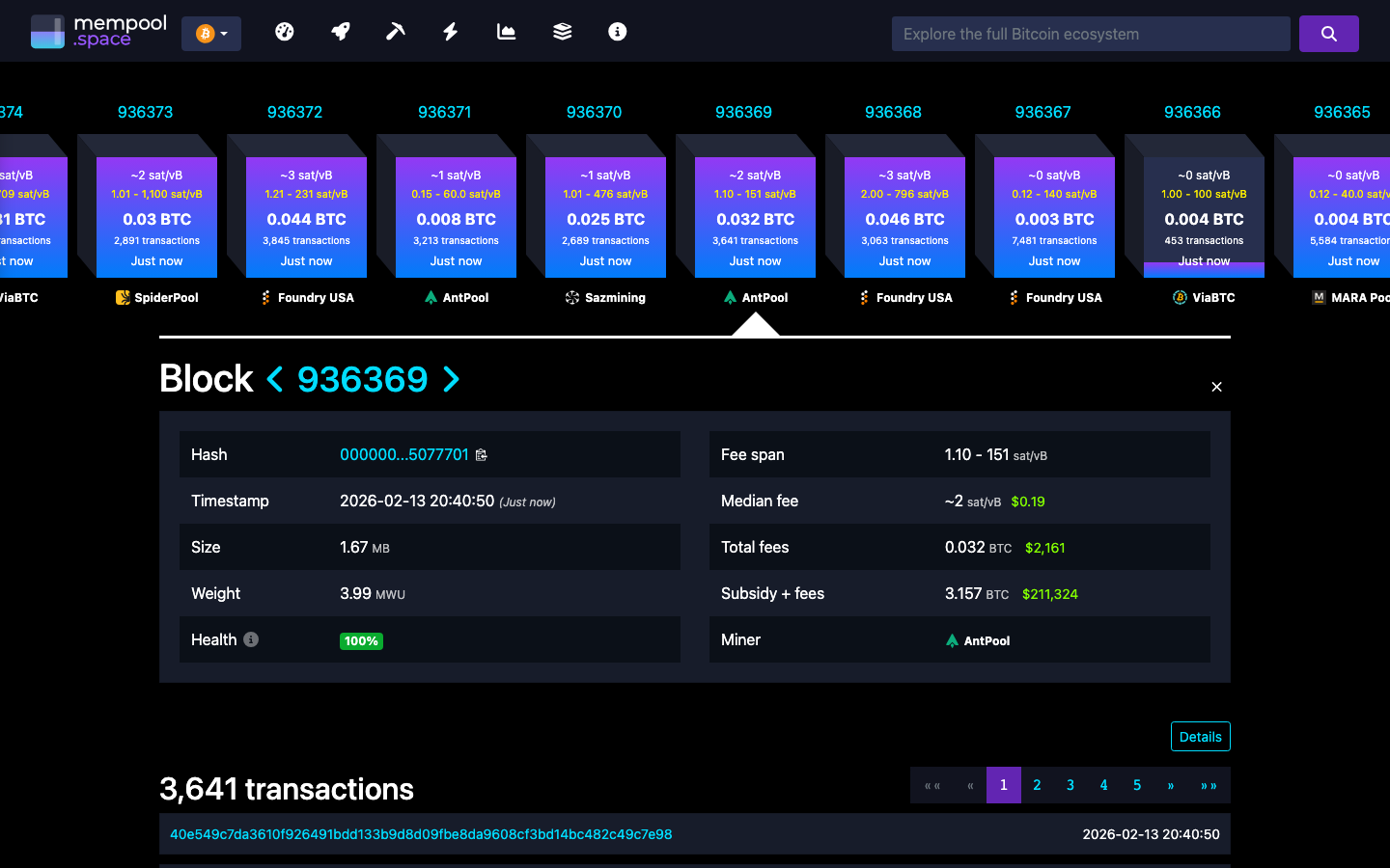 Mempool — block - 000000000000404a436957219af5cdf33c9183ec142340b80...