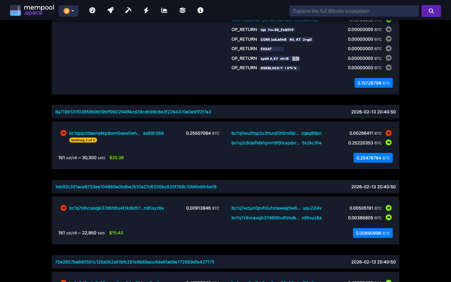 Mempool — block - 000000000000404a436957219af5cdf33c9183ec142340b80...