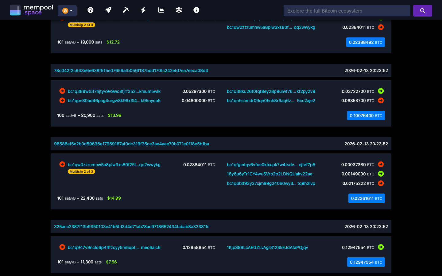Mempool - block - 0000000000009ffaf31cd61b1b52dd898c416b80f6ea5881c...