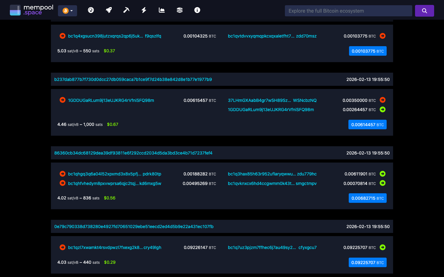 Mempool - block - 0000000000000239774a65c664b6420f54e6c1a787db28249...