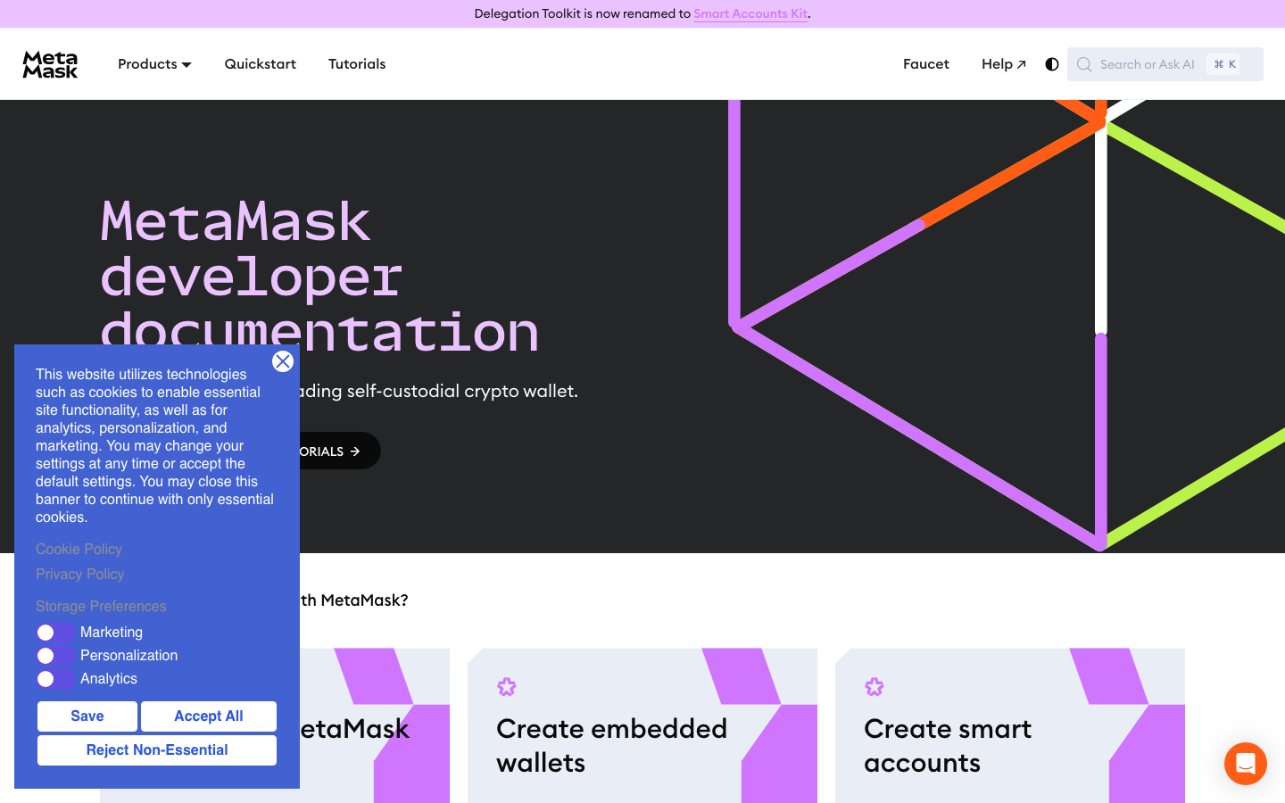 MetaMask - Cookie/overlay banner