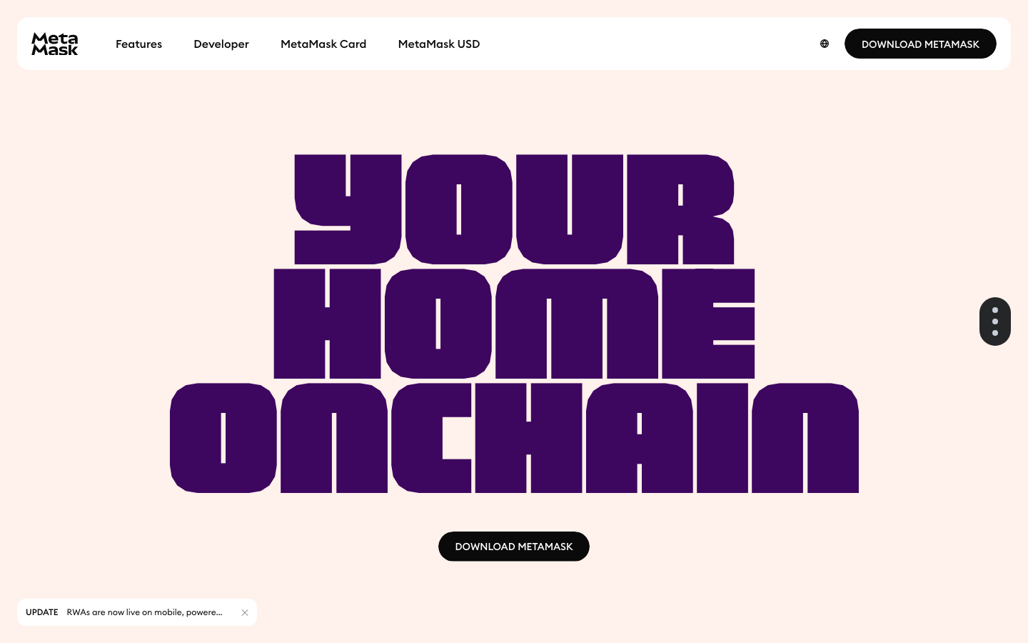 MetaMask - Cookie/overlay banner