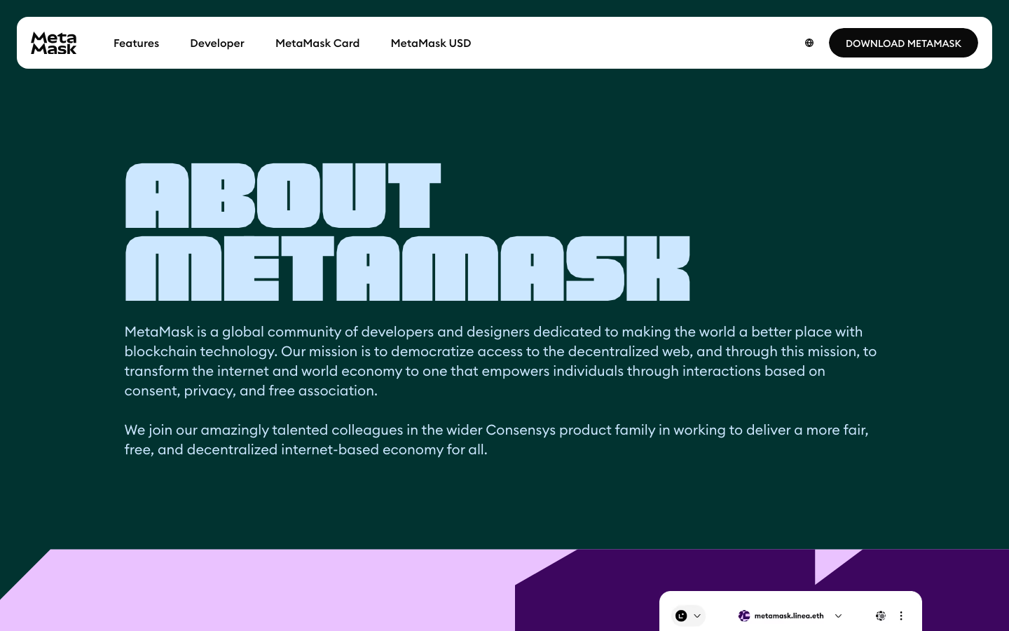 MetaMask - about page