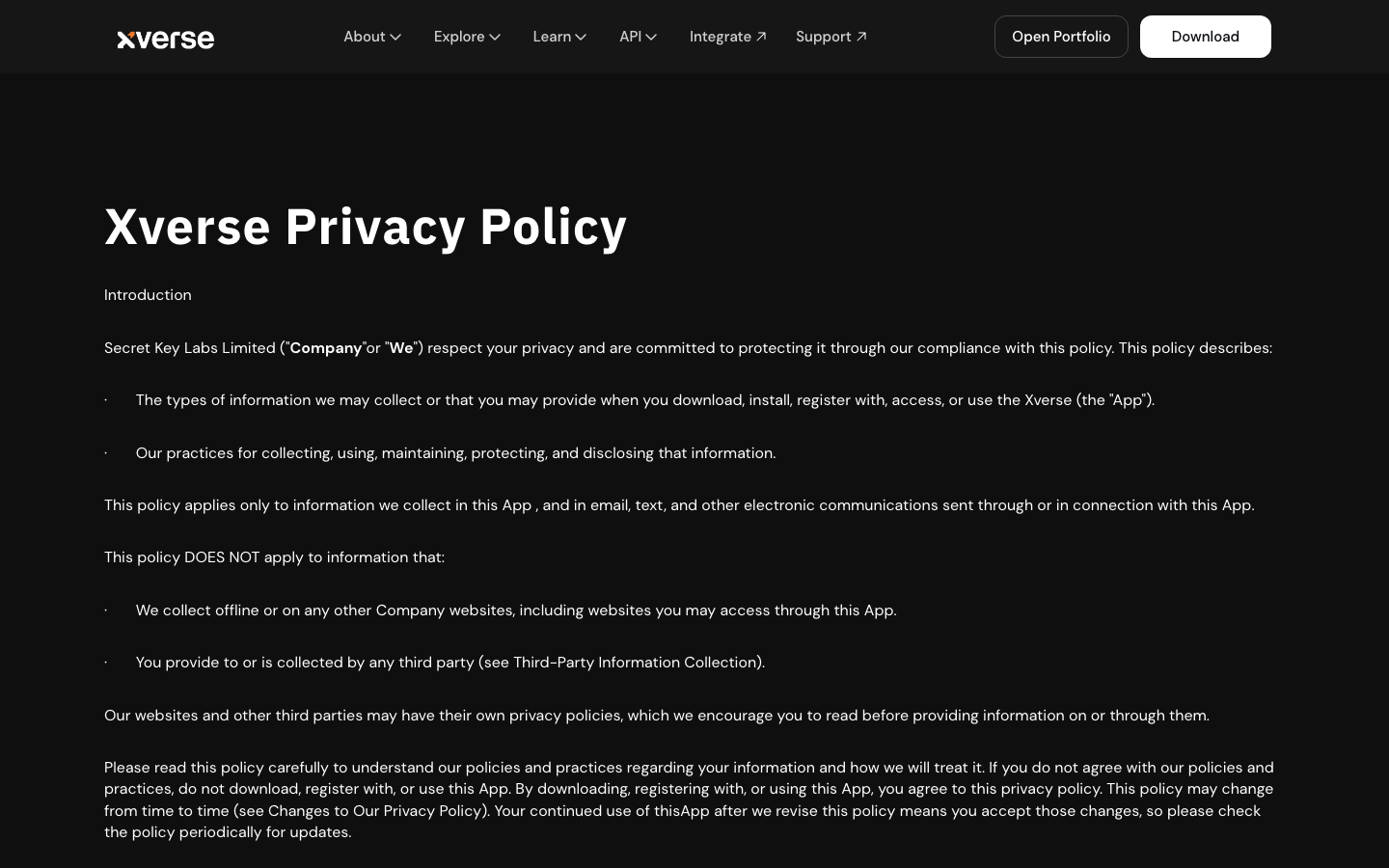 Xverse - Privacy policy